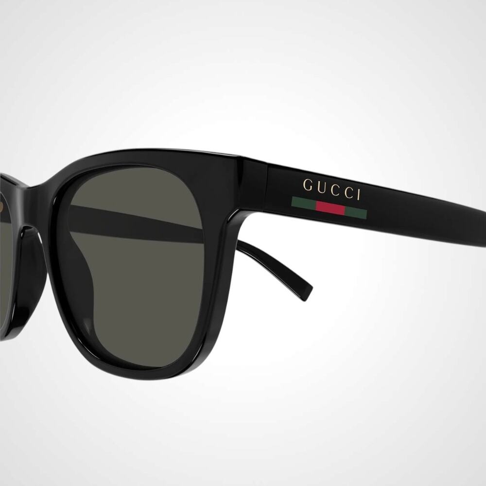 New GUCCI Sunglasses Black 54mm Square Gold Letter Logo Red Green Web Mens - Picture 3 of 7